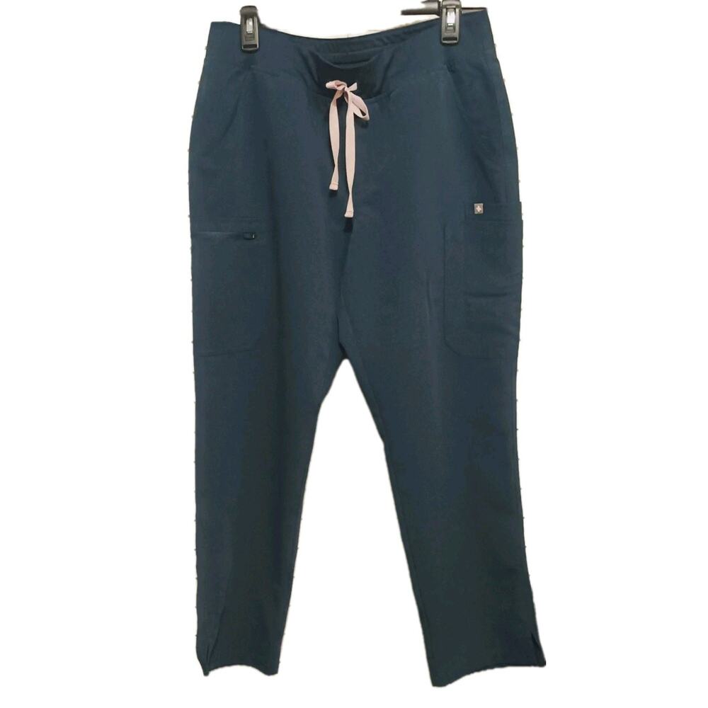 FIGS Yola High-Rise Slim Scrub Pant Solid Caribbean Blue L